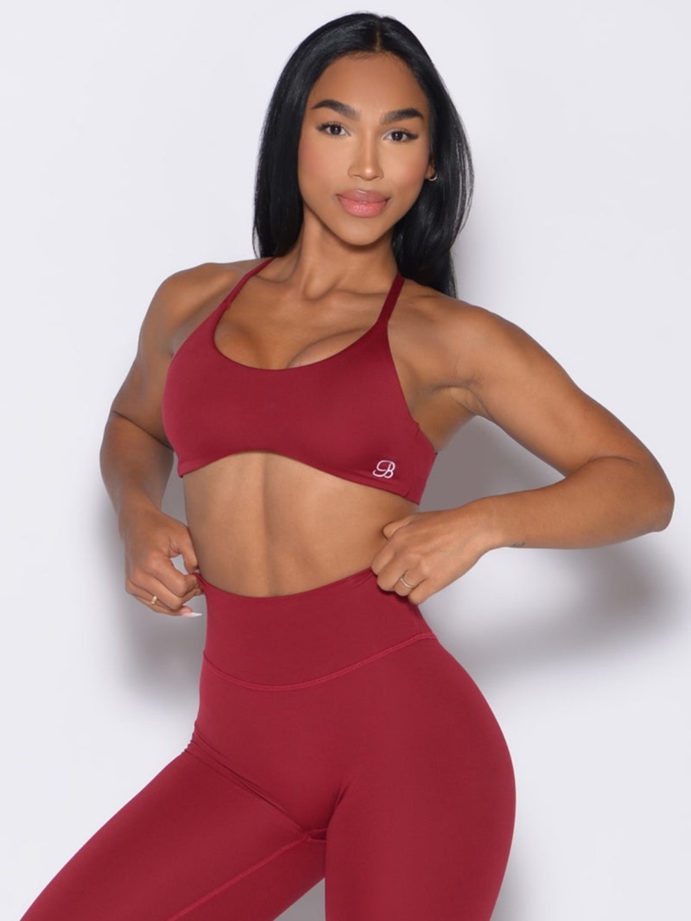 Bombshell Sportswear Seamless Wine Red Racerback Sports Bra
